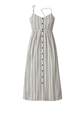 RVCA Women's Striped Button-Front Midi Dress Multicolor Size S